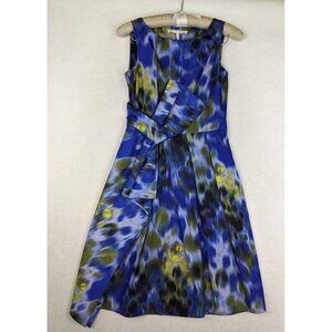 Halston Heritage Women's Purple Print A-Line Fit & Flare Midi Size 4